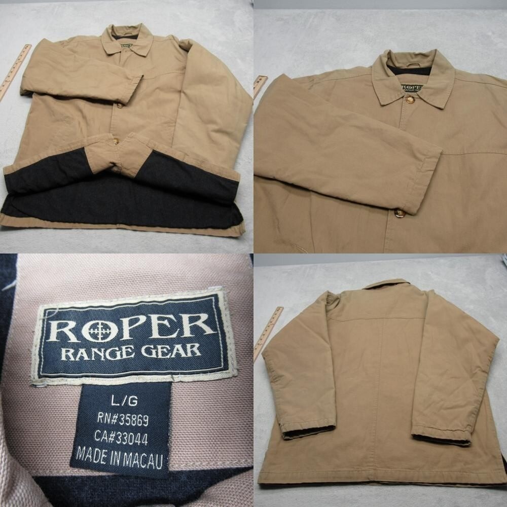 Roper Range Gear Jacket Men Large Brown Insulated Canvas Chore Wool Blend VTG